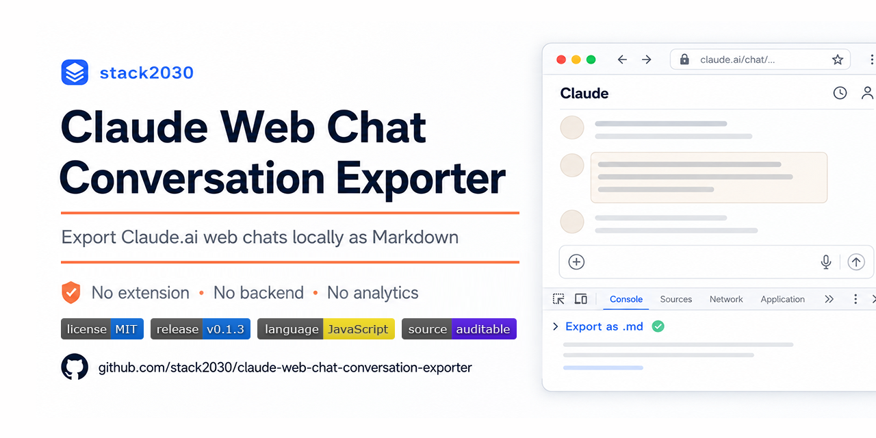 Claude Web Chat Conversation Exporter social preview